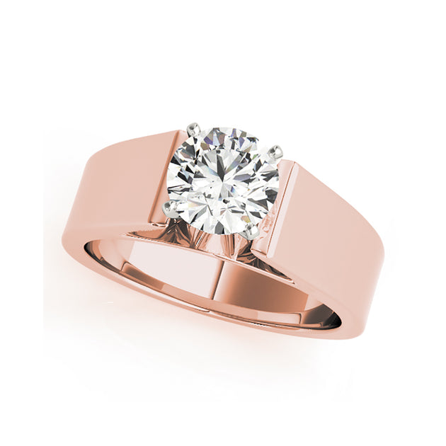 Wide band solitaire on sale diamond engagement rings