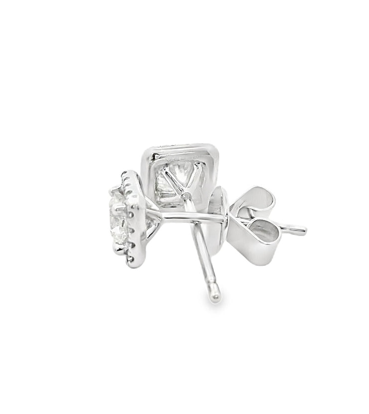 0.63ct-ideal-square-cut-Canadiand-diamond-earrings0.16ctw-round-halo-white-gold-Fame-Diamonds