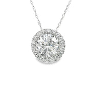 Modern & Sparkly 1.75ctw Round Brilliant Halo Lab-Diamond Pendant 14k white gold