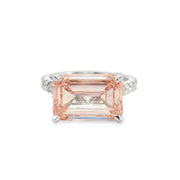 6.23ct Fancy Vivid Pink Emerald Lab Diamond Ring With Hidden Halo Natural Accent Diamonds