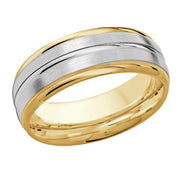 Crafted two-tone brushed finish wedding ring