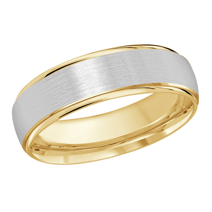 6MM Wide Band Blended With White And Gold Wedding Band