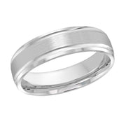 Satin Finish Wedding Band Lined High Polish Edges