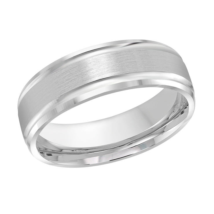 Satin Finish Wedding Band Lined High Polish Edges