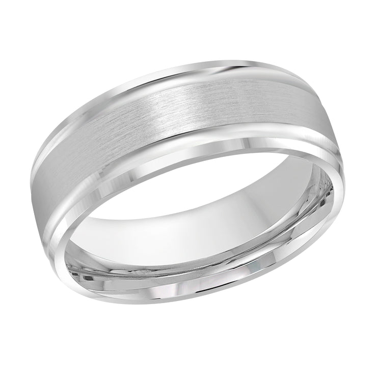 Satin Finish Wedding Band Lined High Polish Edges