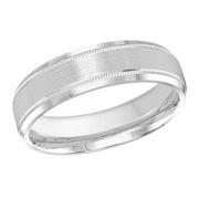 6MM Satin Finish Center Accented With Milgrain Wedding Band