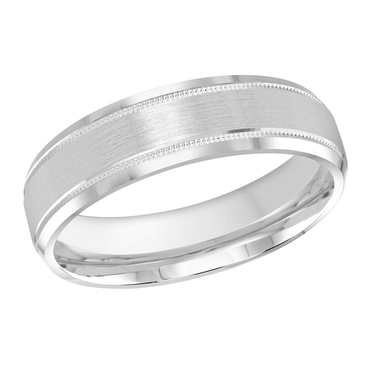 6MM Satin Finish Center Accented With Milgrain Wedding Band