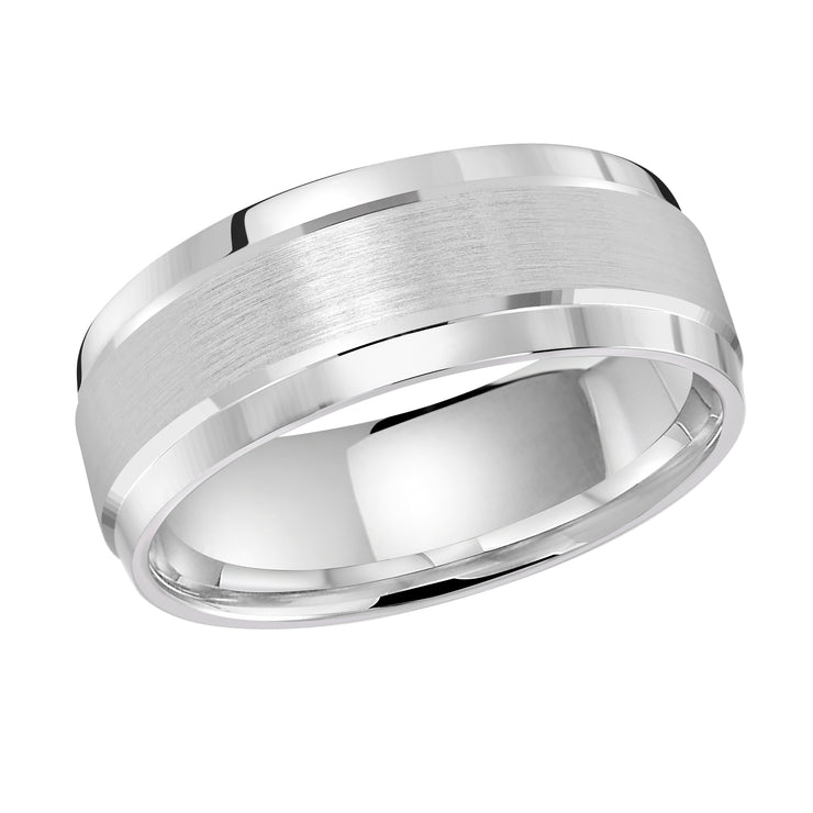 8MM Elevated Satin Finish High Polish Edges Wedding Band