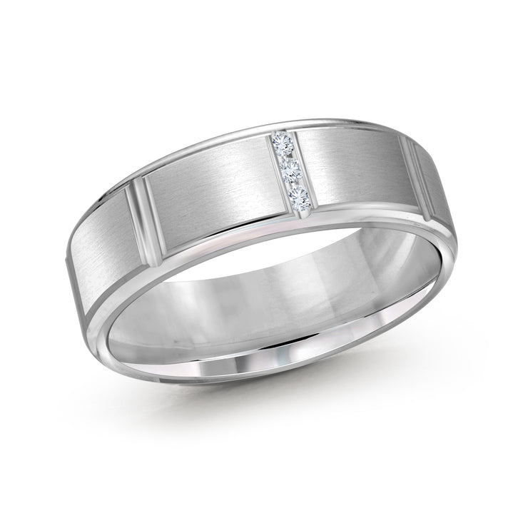 Men's Grooved Diamond Wedding Band 7mm | Fame Diamonds