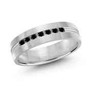 6MM 7-Stone Diamond Mens Brush Finish Wedding Band