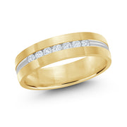 6MM 7-Stone Diamond Mens Brush Finish Wedding Band