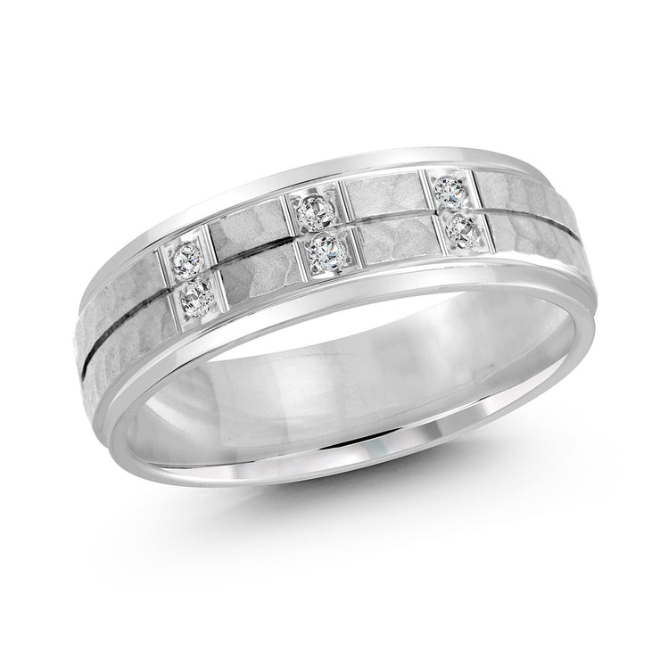 Stunning Vertical Diamond Mens Wedding Band