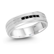 5-Black Diamond Channel Set Brush Finish Wedding Band