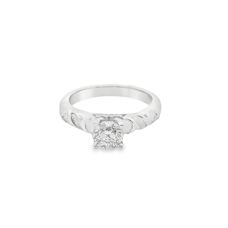 round-solitaire-canadian-diamond-engagement-ring-vintage-carved-designed-band-where-to-buy-fine-jewelry-in-Vancouver-fame-diamonds
