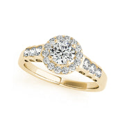 Luminous Single Row Halo Round Brilliant Cut Diamond Engagement Ring (0.95 CTW)