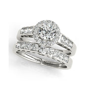 Luminous Single Row Halo Round Brilliant Cut Diamond Engagement Ring (0.95 CTW)