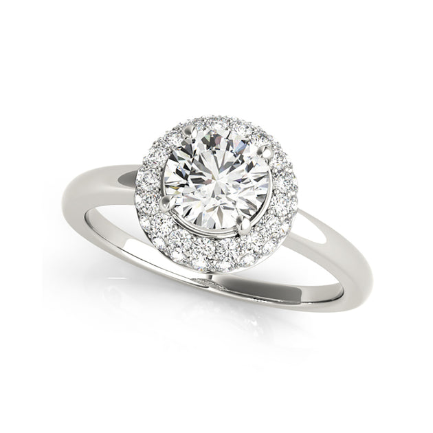 Round Brilliant Cut Halo With Plain Shank Diamond Engagement Ring (0.68 ...