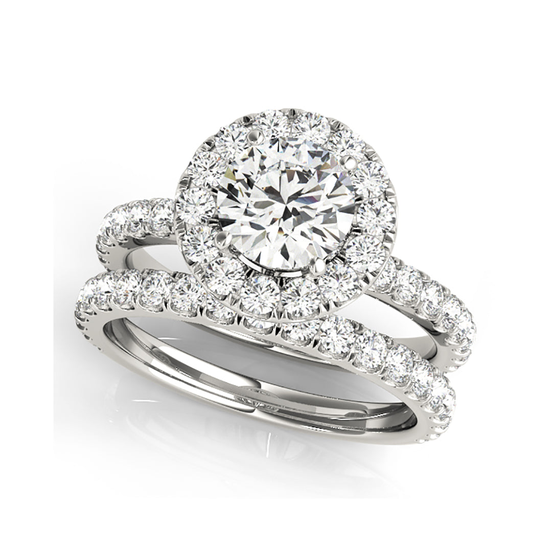 Round Halo Side-Diamond Engagement Ring( 1.06 CTW) | Wholesale Diamonds