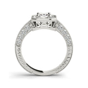 Fancy Emerald Cut Halo Pave Shank Engagement Ring(  1.04 CTW)