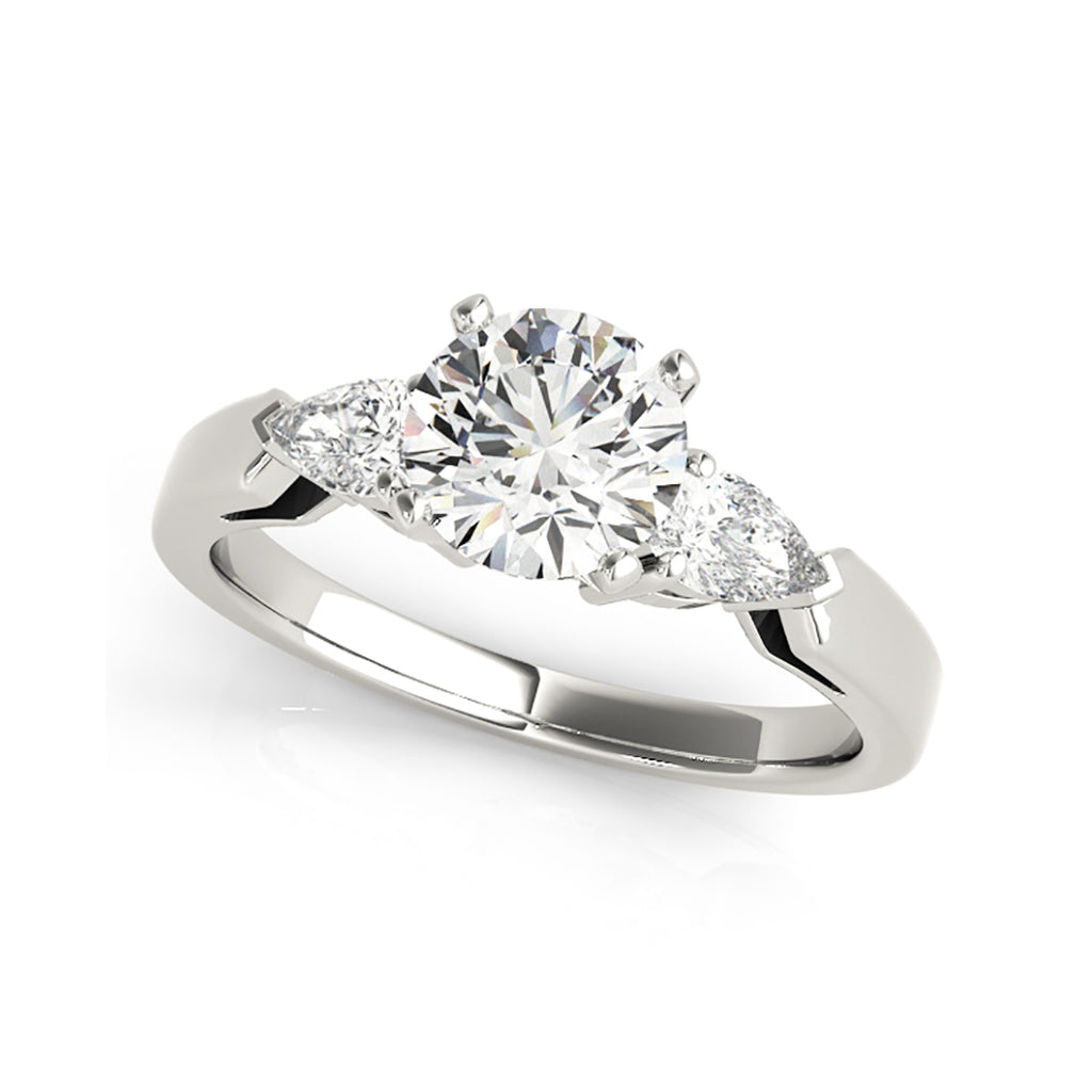 Three Stone Round Brilliant Cut & Pear Shape Diamond Engagement