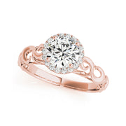 Flower Shape Vintage Look Halo Diamond Engagement Ring(  0.6 CTW)