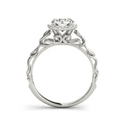 Flower Shape Vintage Look Halo Diamond Engagement Ring(  0.6 CTW)