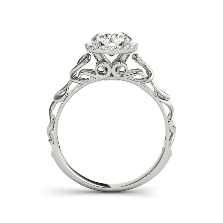 Flower Shape Vintage Look Halo Diamond Engagement Ring(  0.6 CTW)