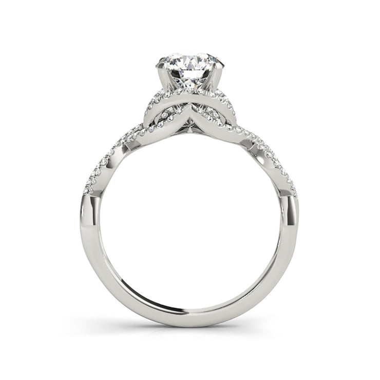 Round Solitaire With Intertwined Diamond Shank Engagement Ring(  0.71 CTW)