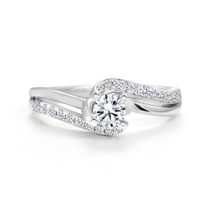 CR-RA3112 Canadian Diamond Twist Solitaire-Side-Diamond Engagement Ring ...